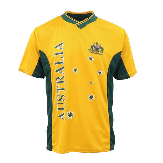 Adults Kids Men's Sports Soccer Rugby Jersy T Shirt Australia Day Polo Souvenir, Gold, L
