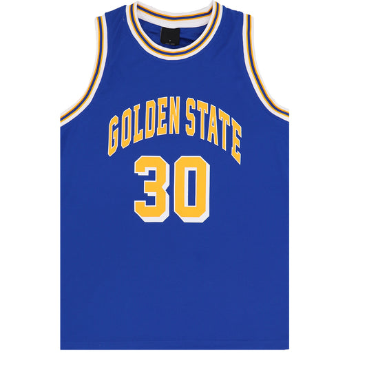 Kid's Basketball Jersey Tank Boys Sports T Shirt Tee Singlet Tops Los Angeles, Royal Blue - Golden State 30, 4
