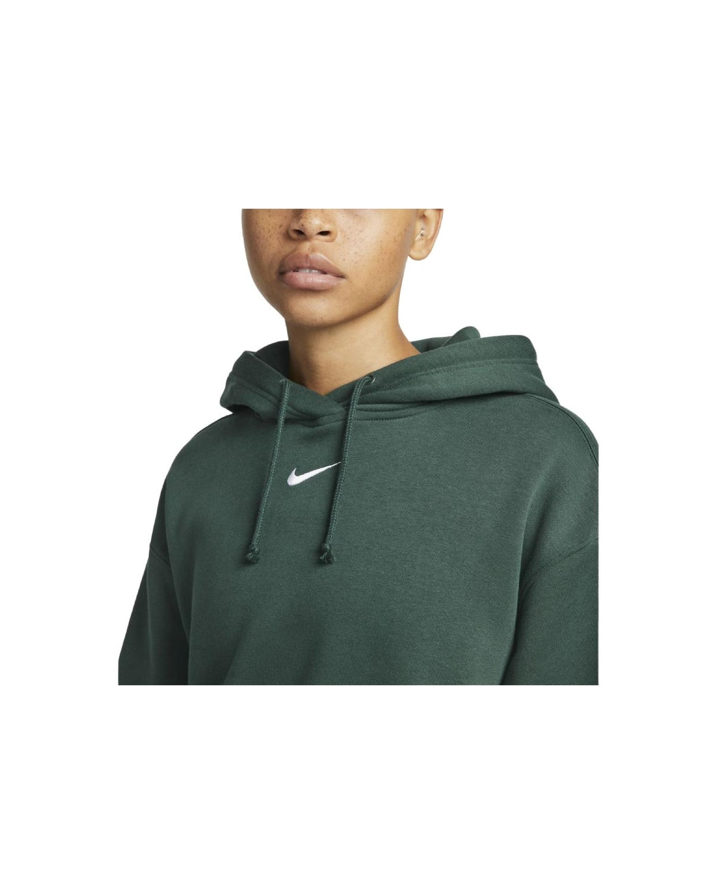 Oversized Fleece Hoodie with Embroidered Swoosh Design - M